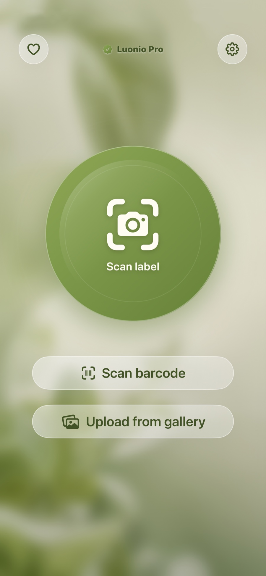 Luonio scan label screen